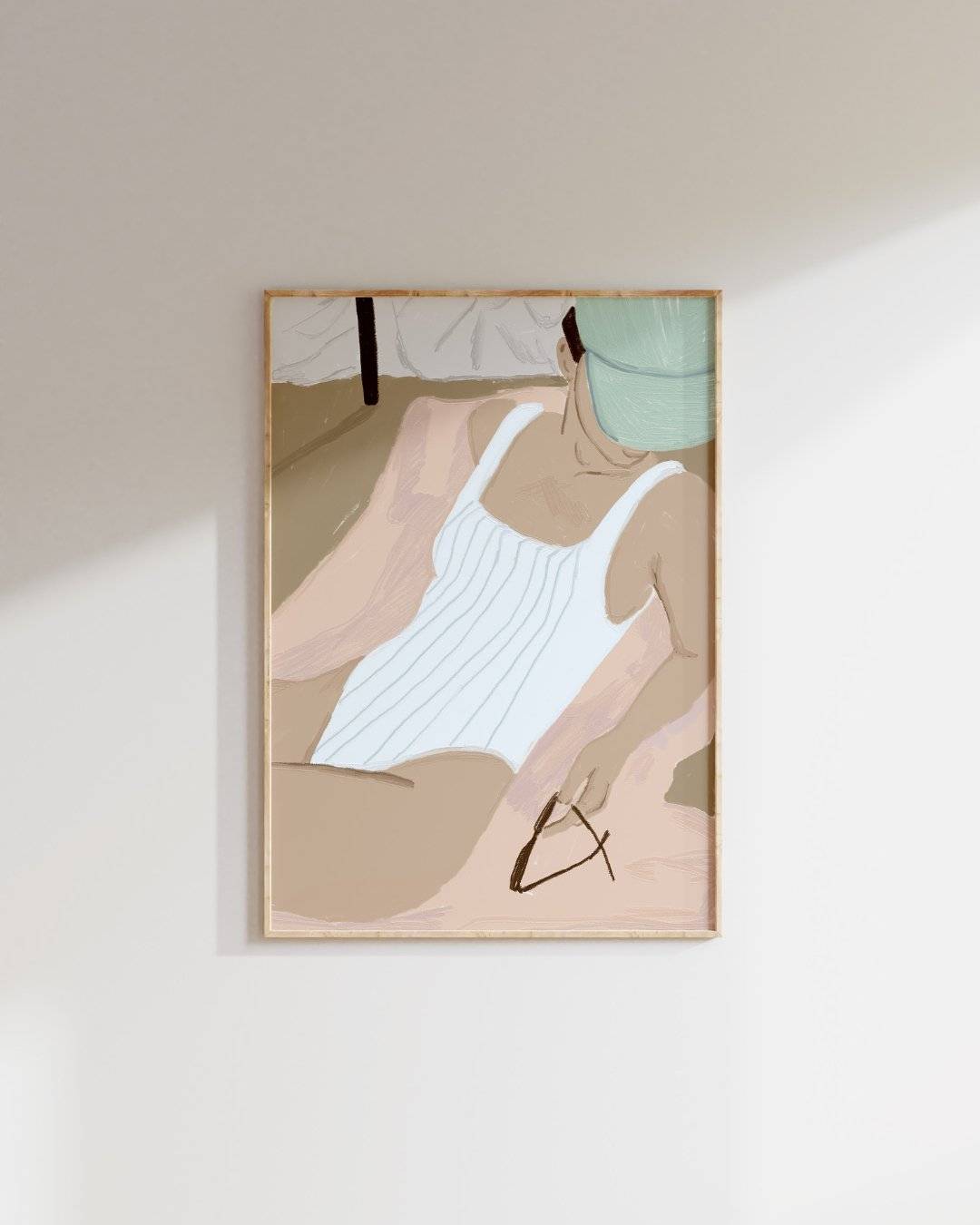 a painting hanging on the wall of a room